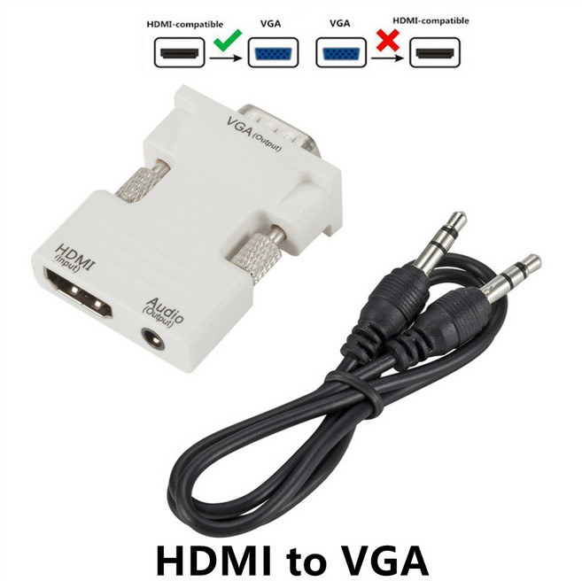 LccKaa VGA-HDMI 호환 어댑터 변환기 1080P HDMI-VGA 어댑터 PC 노트북-HDTV 프로젝터 비디오 오디오 변환, 1개