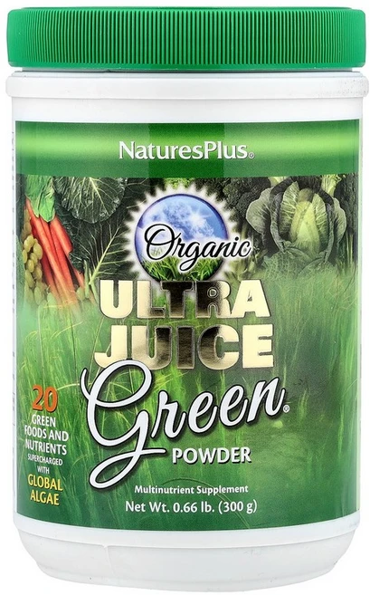 NaturesPlus 유기농 Ultra Juice Green® 분말 300g(0.66lb) NaturesPlus (네이처스플러스), 299 g, 300g, 1 - 쿠팡