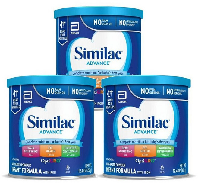 씨밀락 어드밴스 인펀트 포뮬러 + 철분 DHA 루테인 영아 분유 352g, 3개