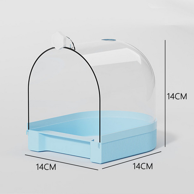 鸚鵡洗澡盆 頂部注水口設計 95%鳥籠適配, 鸚鵡洗澡盆 藍色大號, 1套