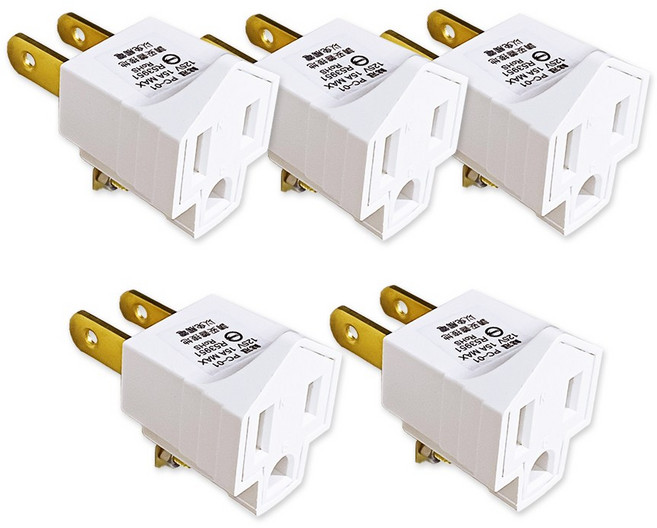 《台灣製造》3孔轉2孔電源轉接頭插頭 防滑手易插拔 精巧不佔插座空間 BSMI檢驗合格, 5個, 3孔轉2孔直式插頭