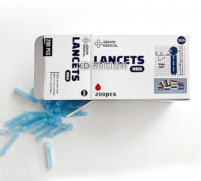 세원메디칼 재사용 가능 수동랜싯 26G 십자형 채혈침, 2개, 200개입