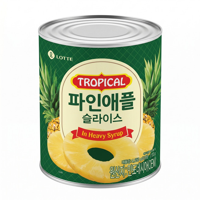 롯데푸드 파인애플 슬라이스 836gX12개 1BOX 화채 과일샐러드 열대 팥빙수, 836g, 롯데푸드 파인애플 슬라이스 836gX12개 1...