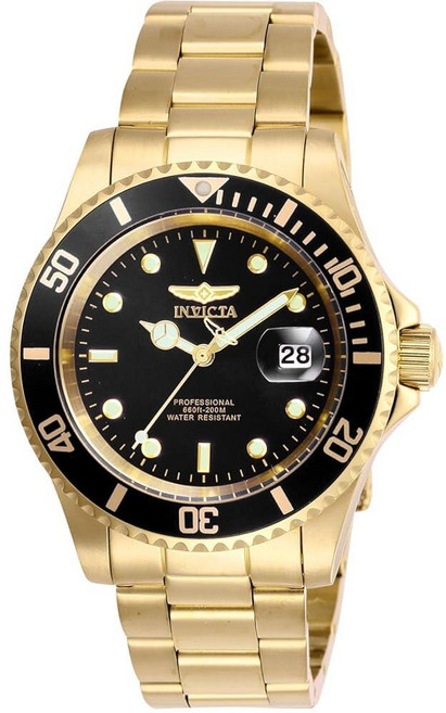 Invicta 프로 다이버 40mm 스테인리스 스틸 남성용 손목 시계 골드블랙