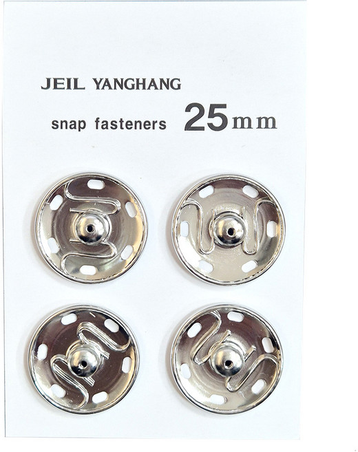 국산 스냅단추 큰단추 금속 빅사이즈 똑딱이단추 4개입, 1세트, 니켈 25mm