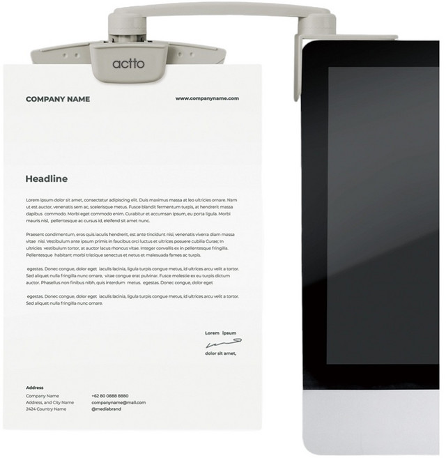 엑토 모니터 LCD 문서 서류 집게 클립 카피홀더, 1개, 아이보리