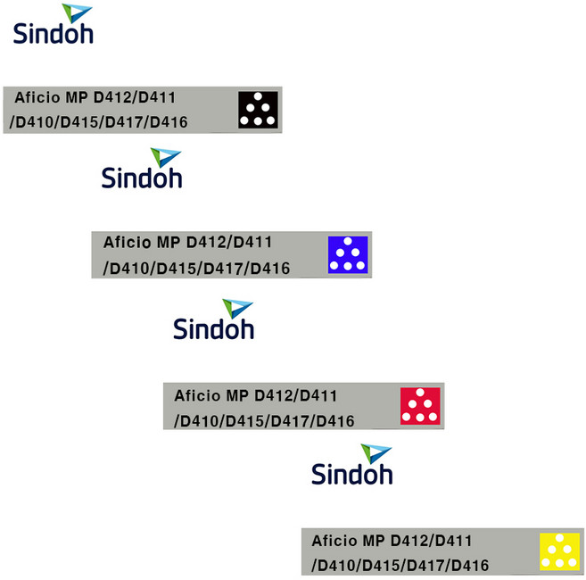 신도리코 Aficio MP D415 정품인증토너 4색1세트(검정 빨강 파랑 노랑), 1개, 검정+칼라