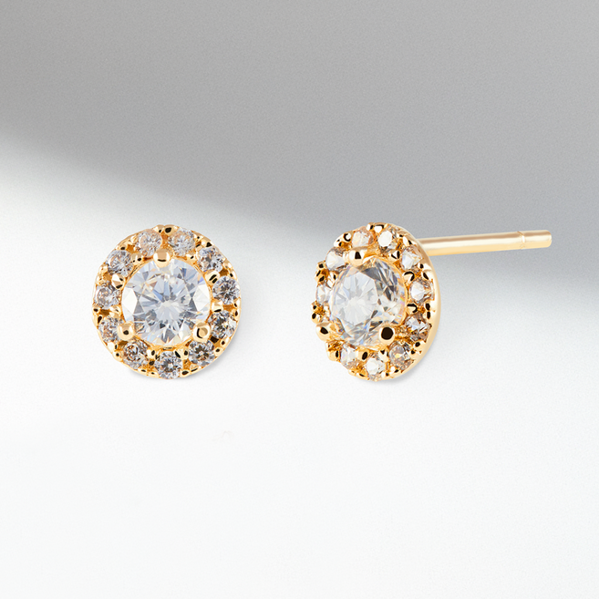 엘렌쥬얼리 14K 클레어 큐빅 서클 금 귀걸이