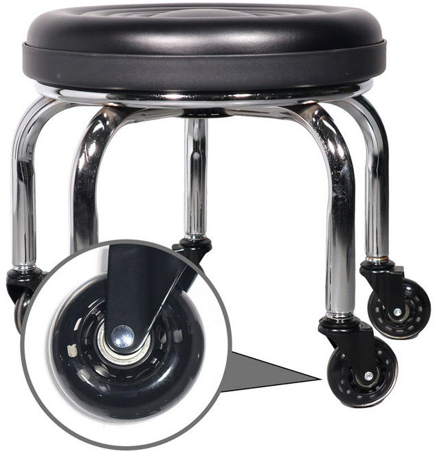 뷰티다모아 (33cm) 앉은뱅이 작업 의자 (2.5인치) 무소음 우레탄 베어링 바퀴 블랙, 1개