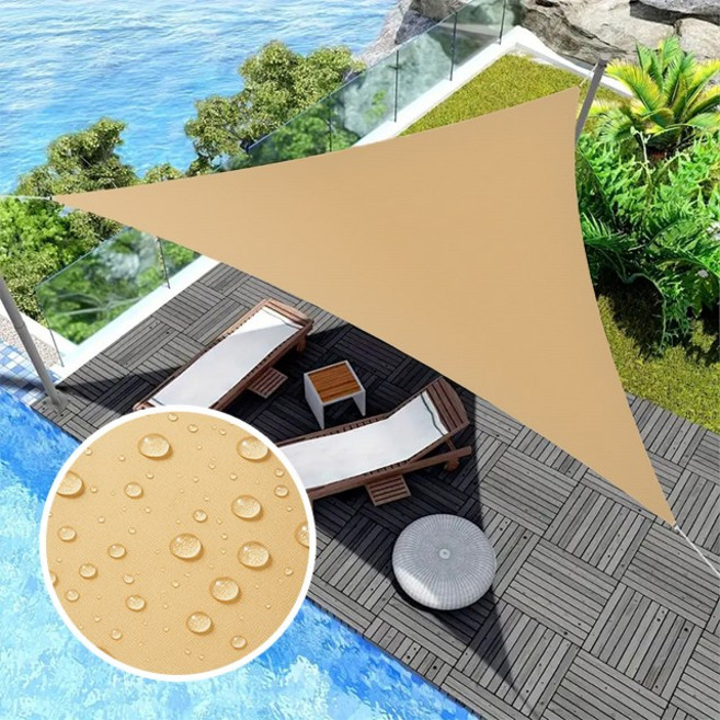 크크섬 방수 삼각타프 그늘막 썬쉐이드, 진베이지