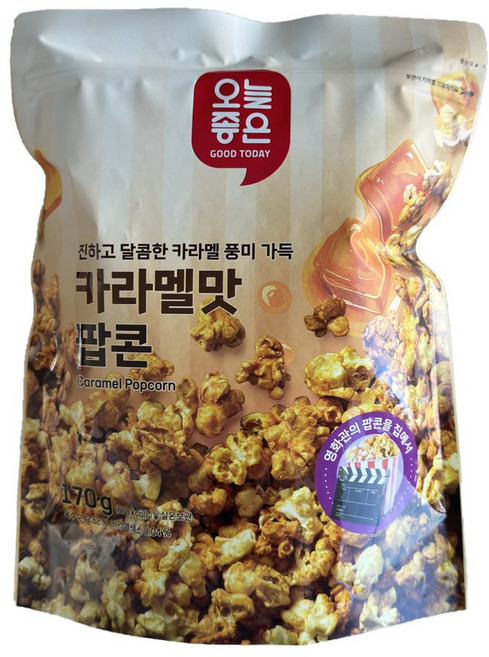 달콤한 카라멜 풍미가 가득한 오늘좋은 카라멜맛 팝콘, 4개, 170g