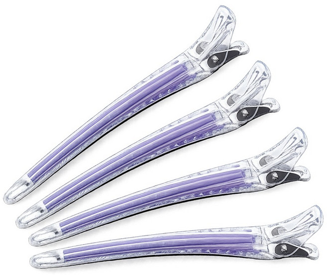 더빗다 전문가용 옵틱컬 헤어클립, 4개, 투명+퍼플