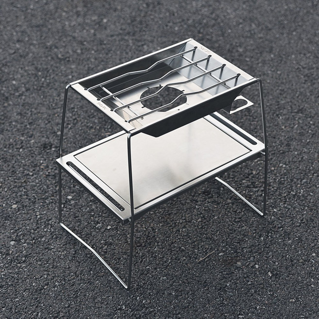 살반 원버너 플레이트 2단 스탠드 캠핑 선반 플랫버너 거치대, 1개