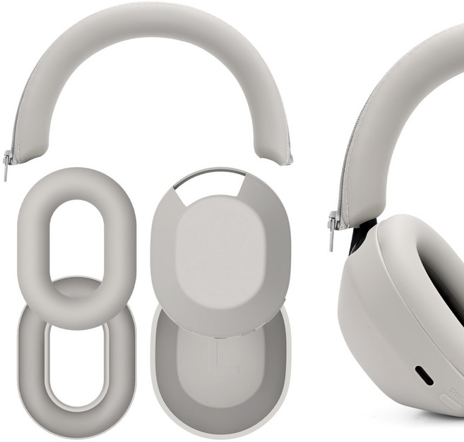 Geekria 실리콘 헤드폰 커버 키트 WH-1000XM5 WH1000XM5 무선 헤드폰과 호환 스크래치 보호 케이스/이어피스 커버/헤드밴드 커버/스킨 프로텍터, 검은색, 1개