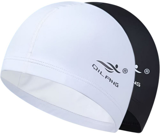 모노리프 버논웨이브 PU방수 수영모 수모 남녀공용, 1세트, 화이트+블랙