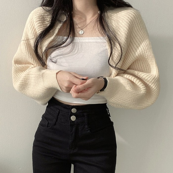 라라티나 루마 여성용 루즈핏 볼레로 니트 가디건