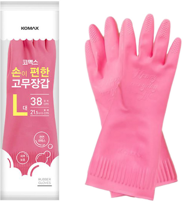 코멕스 고무장갑 일반 분홍 특대 2개, 핑크, 대(L), 5개
