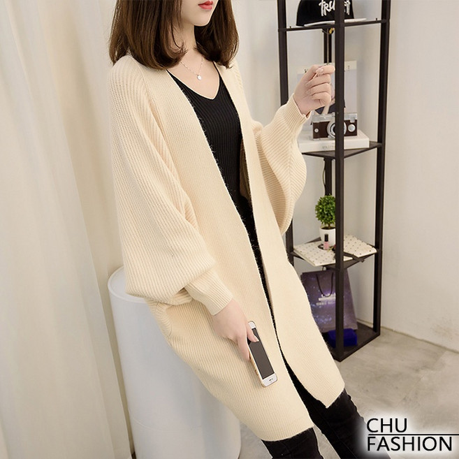 CHU FASHION 針織開襟衫外套 飛鼠袖設計 薄款 均碼 多色可選