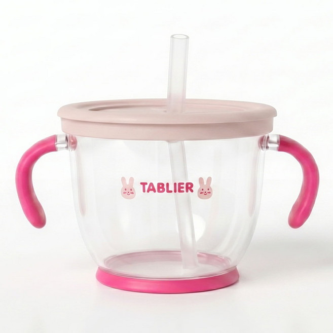 따블리에 유아용 이지 자기주도 양손 빨대컵 BPA FREE, 150ml, 1개, 핑크