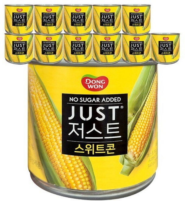 동원 저스트 노슈가 스위트콘 콘옥수수 옥수수통조림, 340g, 12개