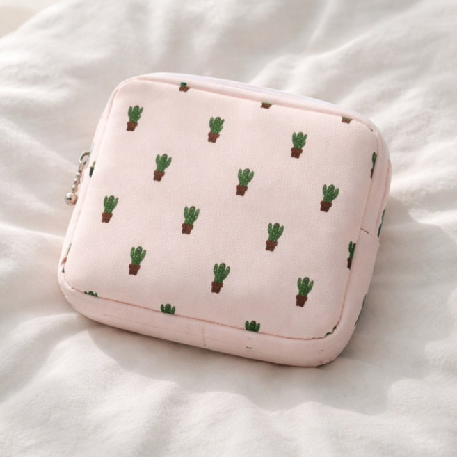 보네아 컴팩트 사각 시크릿 파우치 미니 수납백 생리대 립스틱 화장품 정리용