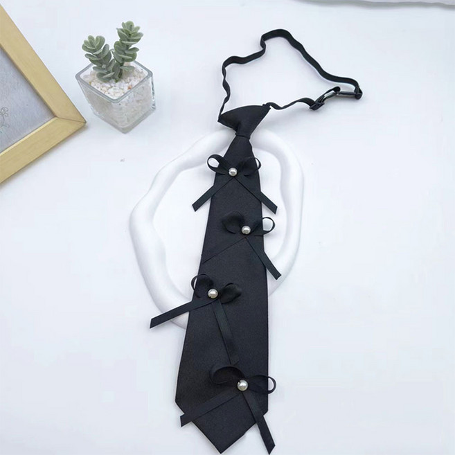 하이유니 긱시크 쁘띠리본 블랙 패션 클립 넥타이
