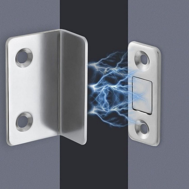 MIZUCOS 가구 자석 도어캐치 자석 빠찌링 문열림 방지 원터치 스텐 똑딱이, 실버90도, 1개