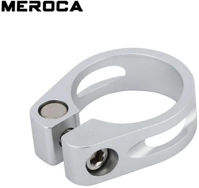 MEROCA 산악 자전거 시트 포스트 클램프 알루미늄 합금 31.8/34.9mm 시트 포스트 클램프 초경량 EIEIO 자전거 부품, 3. 31.8mm Silver, 1개