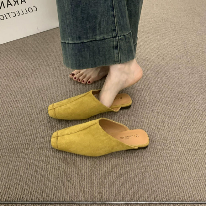 패션 여성 블로퍼 빈티지 스웨이드 뮬 블로퍼 플랫 슈즈 봄 가을 발편한 여자 블로퍼 슬리퍼 CJJ