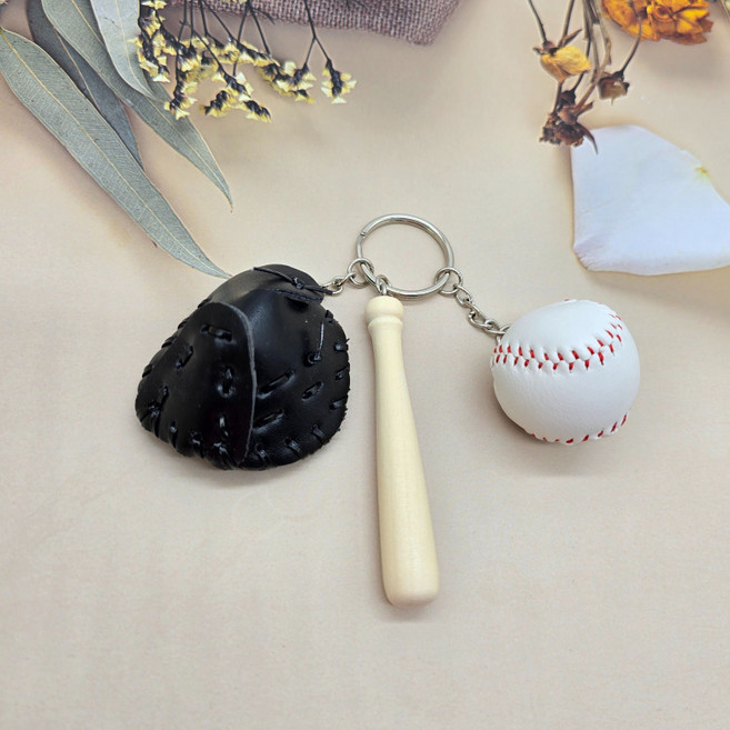 퀸즈아이 야구사랑 야구키링, 2개, 블랙