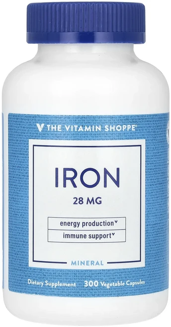 단백질 비타민 철분 마그내슘 칼슘 The Vitamin Shoppe 철분 28mg 베지 캡슐 300정 고루고루섭취해주세요, TheVitaminShoppe철분28mg베지캡슐300정, 1개 - 쿠팡