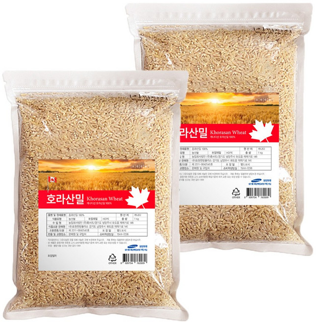 진짜 원료 캐나다산 고대곡물 호라산밀 카무트 1kg x 2kg, 2개