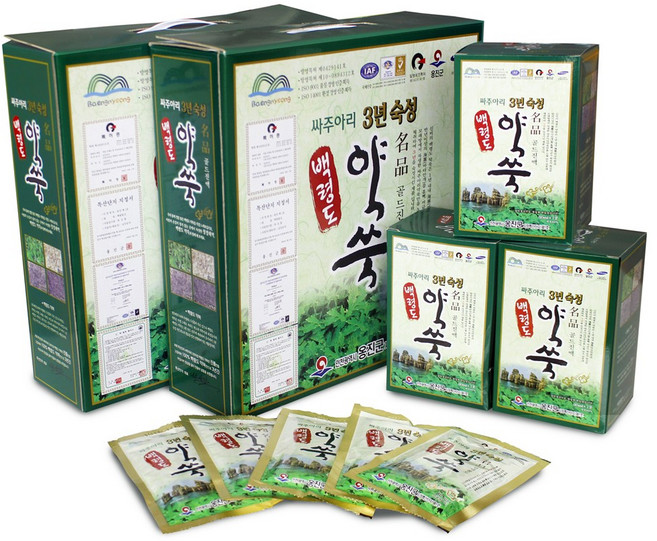 백령도 약쑥 쑥즙 토종 싸주아리약쑥을 3년이상 해풍에 숙성하여 만든 백령도약쑥 명품골드진액세트, 84포, 한약맛, 80ml