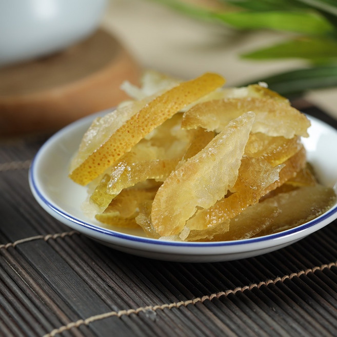 赤柑食品 台灣製造 黃金柚子皮 蜜餞果乾 300公克, 1個, 100g
