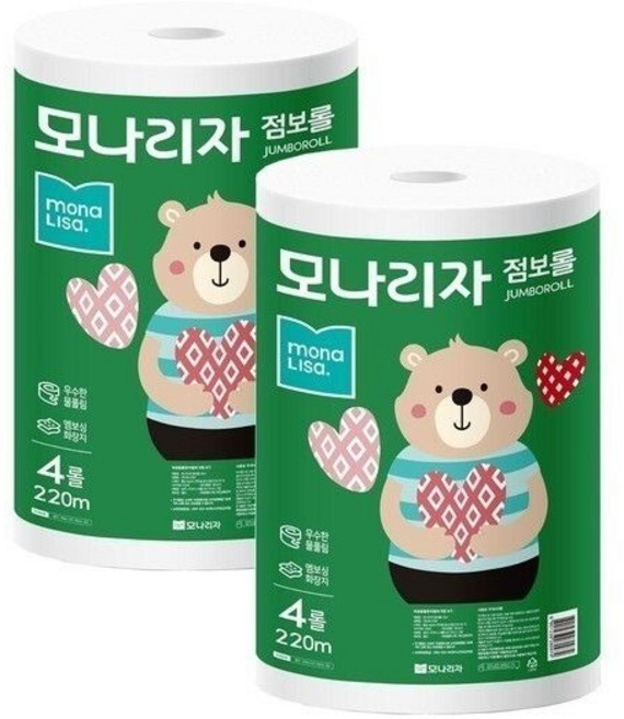 모나리자 점보롤 220M 2겹 4롤 x 2팩 화장지 업소용 대용량
