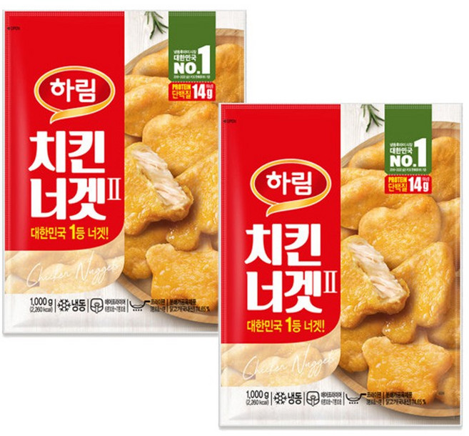 [퀴클리몰] 하림 치킨너겟 1kg, 2개