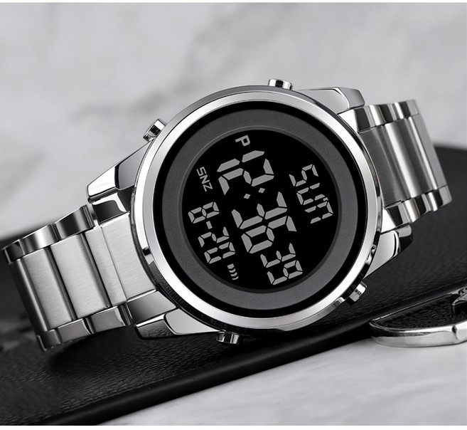 SKMEI 1611 남성 스톱워치 알람 생활방수 군인 군대 스포츠 전자식 메탈 디지털 손목 시계