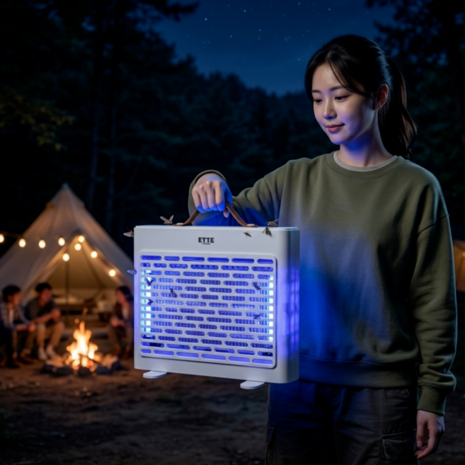 휴대용 LED 무선 모기퇴치기 전기 포충기 가정용 업소용 벌레 캠핑용, 우유니화이트