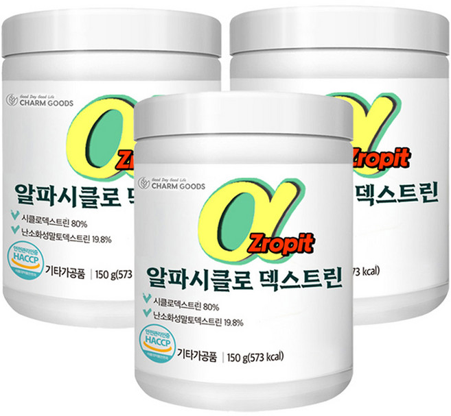 식약청 HACCP 알파CD분말 알파시클로덱스트린 순도100% 알파시디 파우더 알파씨디 도담도담, 150g, 3개