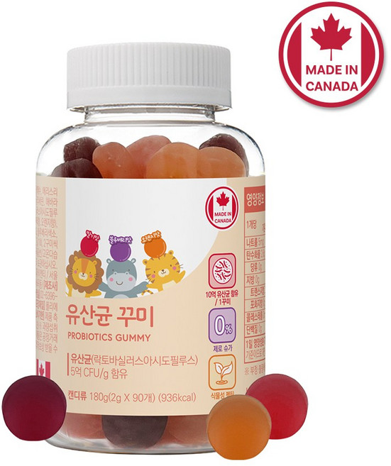 네이처그랜드 어린이 키즈 프로바이오틱스 유산균 꾸미 90구미 1병 45일분 캐나다직수입 장건강, 1개, 180g