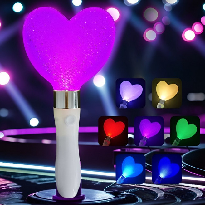 7색 색상변환이 가능한 콘서트 파티 응원봉, 2개, 7색 변색 하트봉
