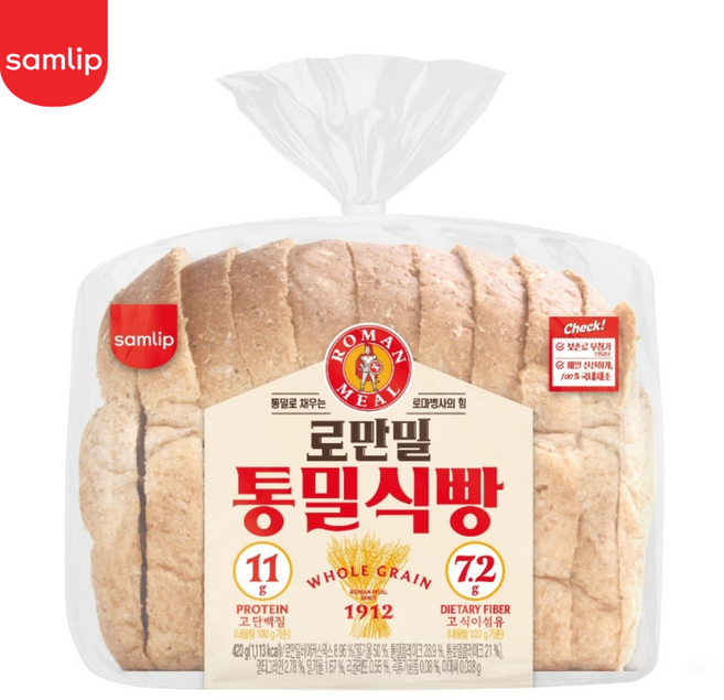 삼립 로만밀 통밀식빵, 420g, 2개