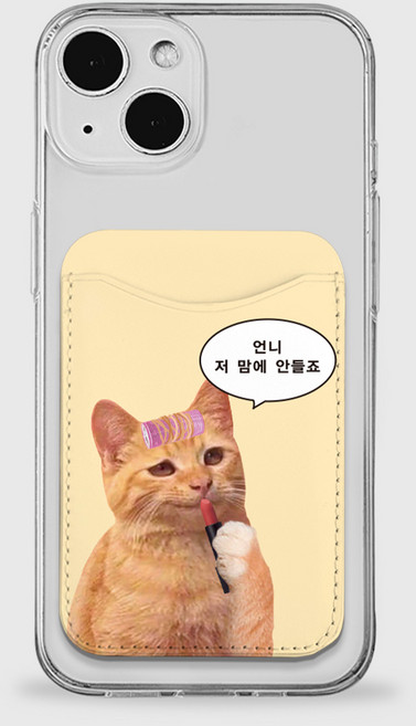 카드지갑 젤리케이스 / 언니저맘에안들죠 고양이 병맛 귀여운 아이폰14 프로 카드 투명