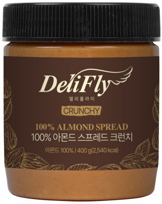 델리플라이 캘리포니아산 순 아몬드 스프레드 100% 크런치 무가당 무첨가, 1개, 400g