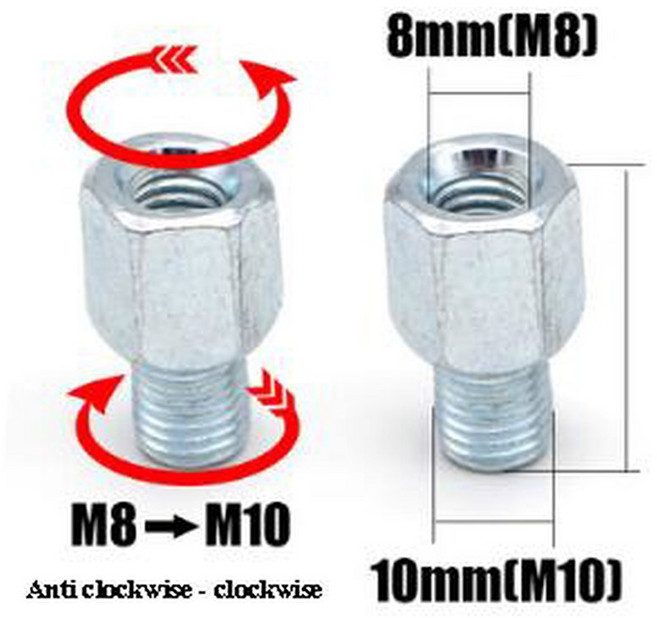 10mm 실버 블랙 어댑터 변경 나사 오른쪽 M8 미러 8mm 왼쪽 오토바이 스쿠터 모터 M10, Silver Type 11, 11 Silver Type 11