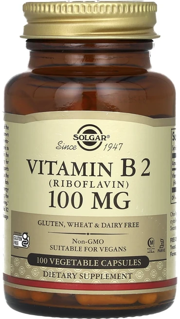 Solgar 비타민 B2(리보플라빈) 100mg 식물성 캡슐 100정 x 4, 4개 - 쿠팡