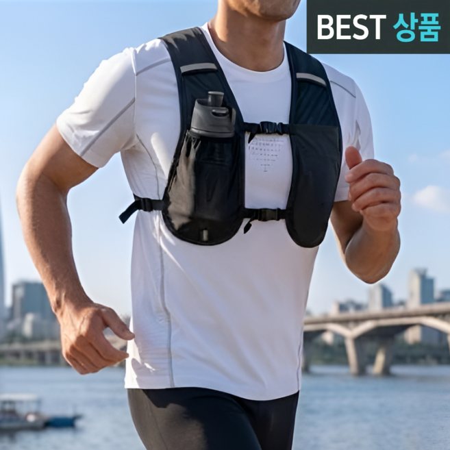 제네시픽 수납마라톤 트레일 등산 초경량 러닝조끼 백팩, 1개, 메쉬 블랙