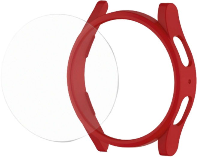 갤럭시워치 6 5 4 클래식 프로 범퍼 케이스 하프 프레임 액정보호 필름 투명케이스 40 44 43 47 42 46mm, 레드