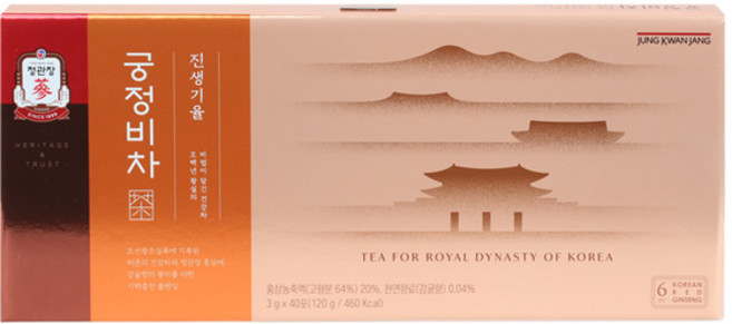 [정관장]신제품 궁정비차 진생기율 정관장의 홍삼 감귤향의 풍미를 담은 건강차 40포1개, 40개, 3g