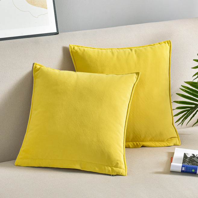 소하임 벨벳 소파쿠션 솜 + 커버 2p 세트, 옐로우(SC-Y)